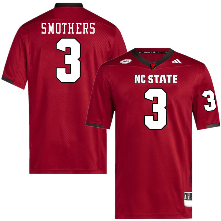 NC State Wolfpack #3 Hollywood Smothers College Football Jerseys Stitched-Red